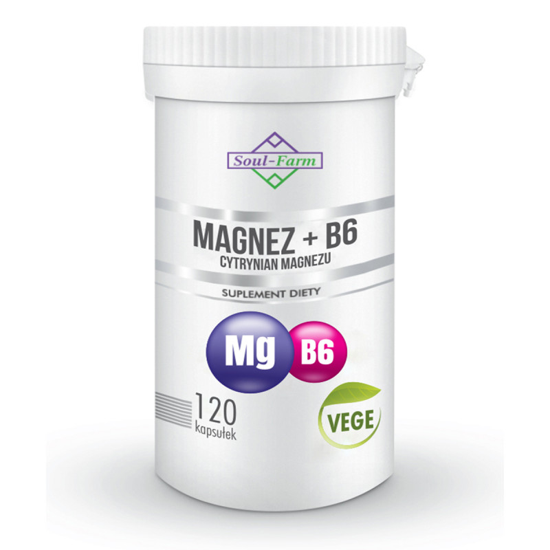 MAGNEZ + WITAMINA B6 120 KAPSUŁEK (97,5 Mg + 1,4 Mg) - SOUL FARM ...