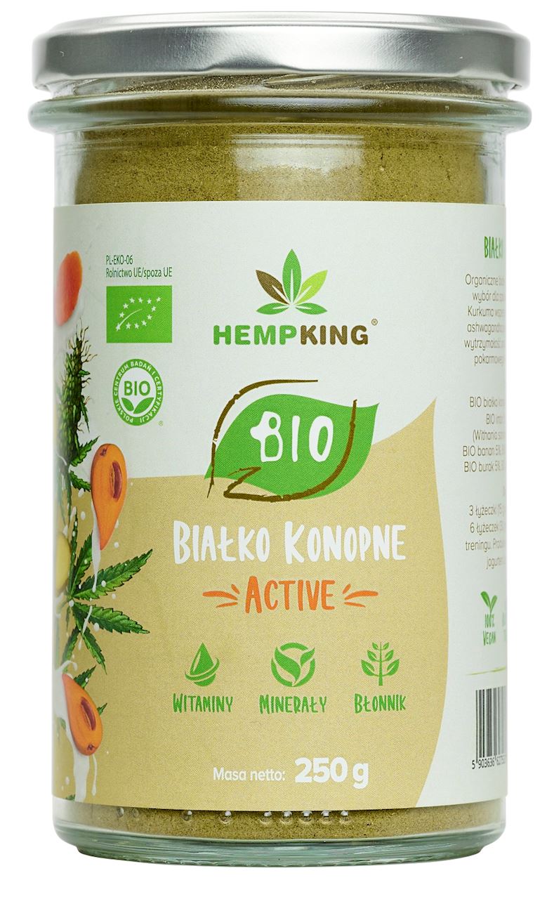 BIAŁKO KONOPNE ACTIVE BEZGLUTENOWE BIO 250 g HEMPKING Sklep