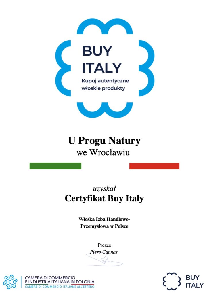 Certyfikat BUY ITALY U PROGU NATURY